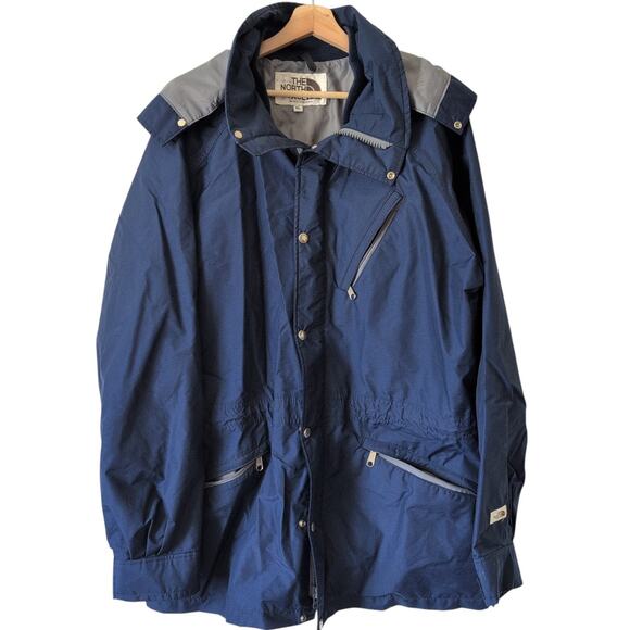 Vintage The North Face 1970s Brown Label Jacket Navy Blue Gore-Tex Men's XL - Picture 1 of 15